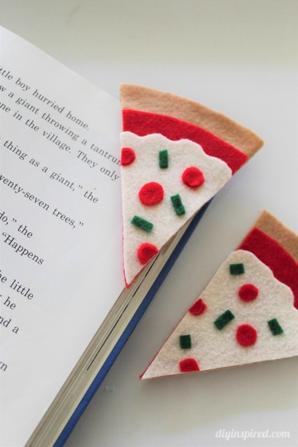 FELT PIZZA BOOKMARK - DIY FELT PIZZA BOOKMARK Ideas