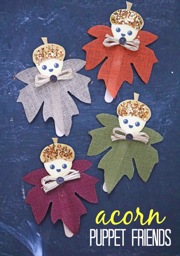 Fall Acorn Friend Puppets - DIY Fall Acorn Friend Puppets Craft Ideas